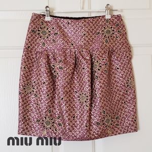MIU MIU embroidered metallic mini skirt IT38/US2